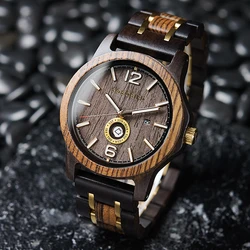 Bobobird Luxus Holz Edelstahl Männer Uhr stilvolle Holz uhren Chronograph Quarzuhren Relogio Masculino Geschenk Mann