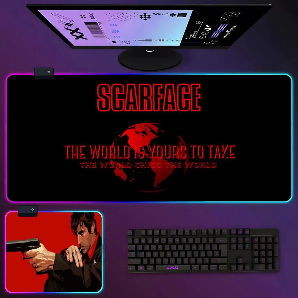 

Scarface Mouse Pad RGB Luminous 900X400mm Large Table Mat Non-slip Extra Large Game Office Mouse Pad
