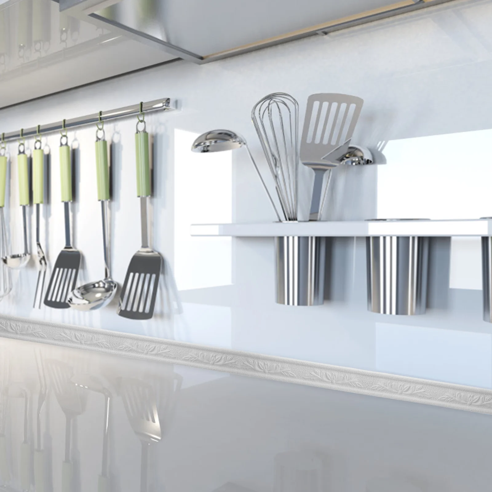 

2 Roll Wall Trim Skirting Border Adhesive Wallpaper Border Waterproof Self Adhesive Wall Decal for Home Kitchen Bathroom