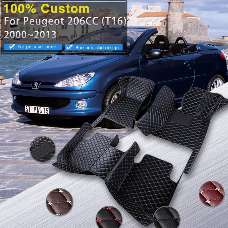 

Quality Car Floor Mats For Peugeot 206CC 206 CC T16 2000~2008 Leather Mat Carpets Rugs Protective Pad Set Interior Parts Car Acc