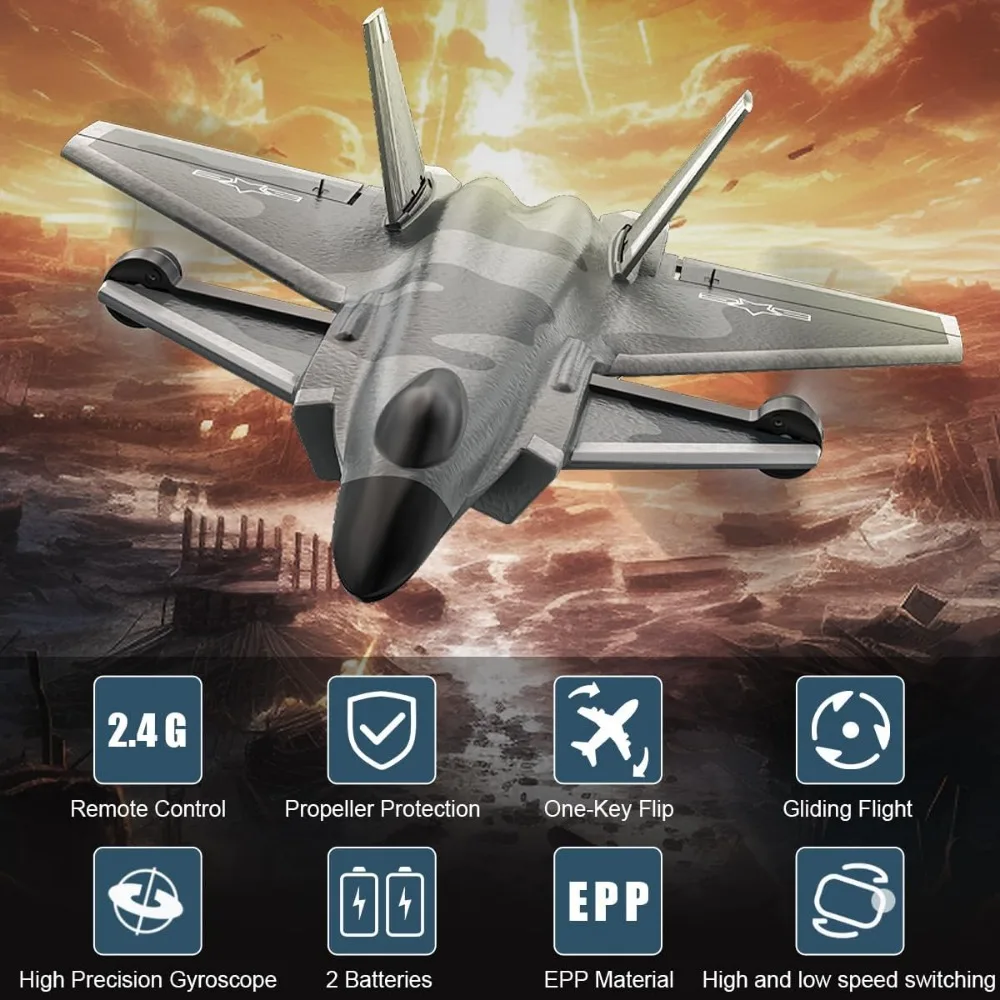 Avião RC de 4 canais para iniciantes e adultos com estabilização de piloto X e desempenho acrobático, alcance de 40 km