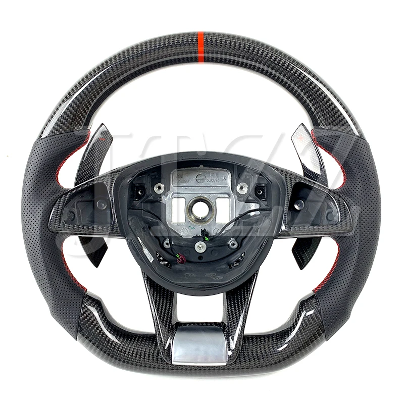 

FOR Mercedes Benz Customized Leather Steering Wheel Carbon Fiber W221 W205 W212 W213 C E B 300 AMG A45 CLA45 C63 W204