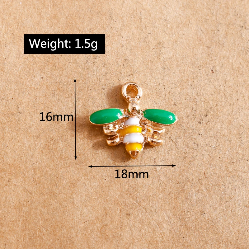 10 Stück niedliche Emaille-Strasssteine, Biene-Anhänger, Charms für Schmuckherstellung, Halskette, Ohrringe, DIY, Armband, Zubehör, Zubehör – Detail 11