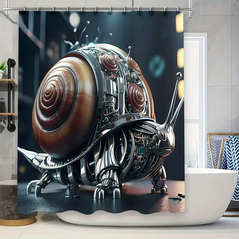 

Высококачественная занавеска для душа с мультяшным улиткой для украшения ванной комнаты, крутой научный дизайн коричневых цветов
