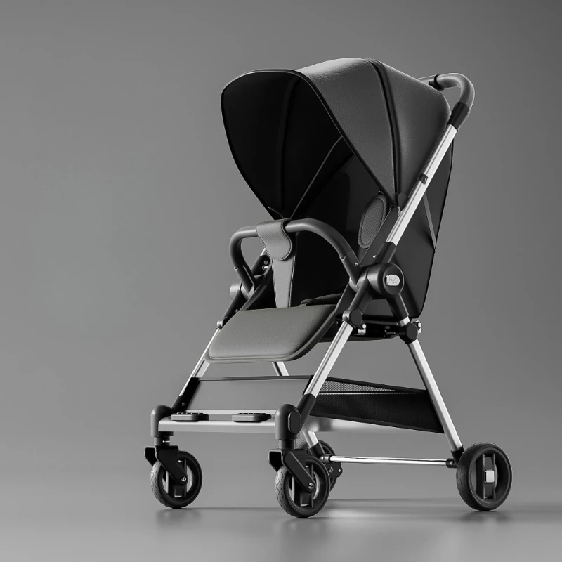 

Новая улучшенная детская коляска с высоким сиденьем, двусторонним толканием, возможностью сидеть или лежать, амортизацией и портативностью