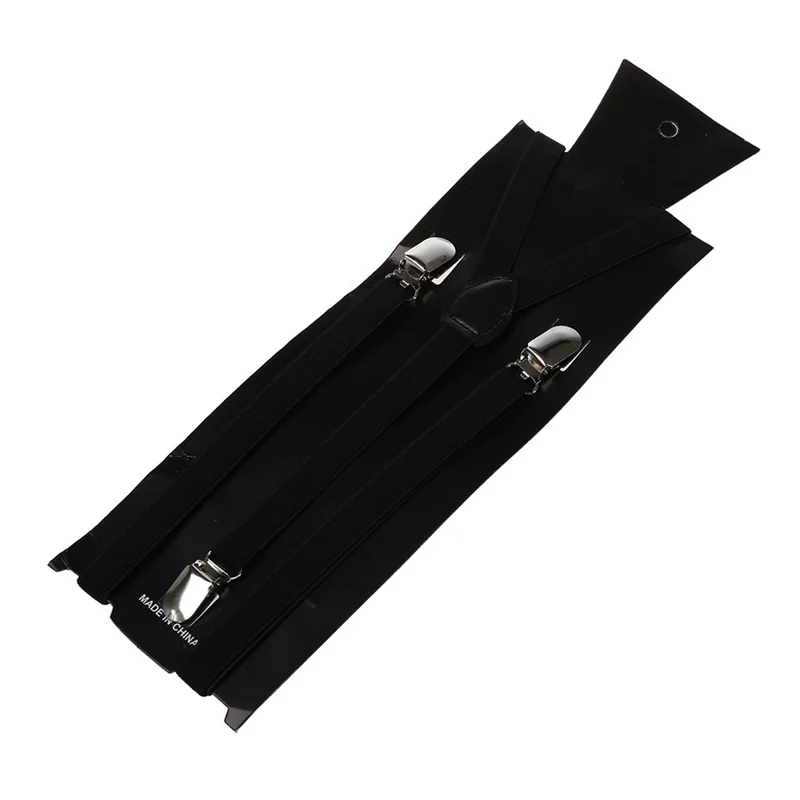 

FX-3X Adult Adjustable Metal Clamp Elastic Suspenders Braces Black