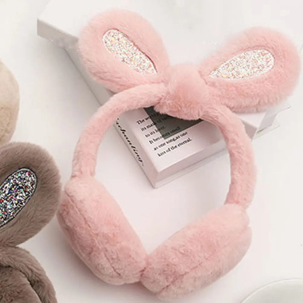 

2pcs Glitter Earmuffs Kids Warm Winter Muffs Reusable Comfortable Ear Protector Soft Washable Ear Warmer