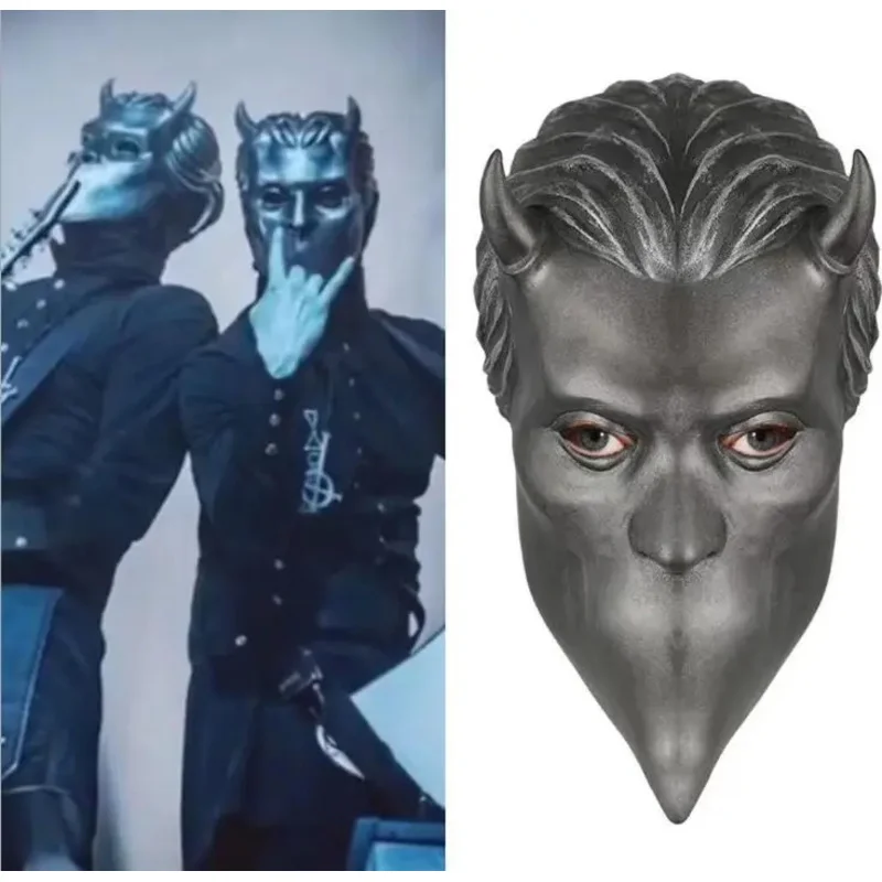 Cosplay Fantasma BC maschera Copricapo Rock Roll Nameless Ghoul Band Grucifix Papa Emeri Maschera per casco in lattice per adulti Costumi di Halloween