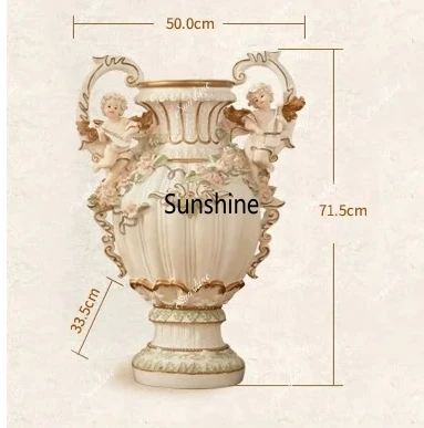 European Large Floor Resin Luxury Vase Home Livingroom Ornaments Crafts Lobby Store Fake Flower Arrangement Adornment Decoration