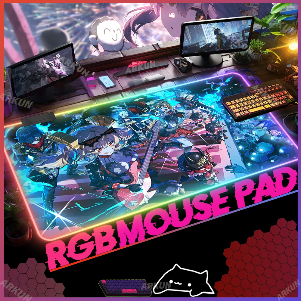 

RGB Kawaii Hot Girl Burnice White Fashion Top Zenless Zone Zero Gaming Mouse Pad Keyboard Game Soft Backlight Computer Table Mat