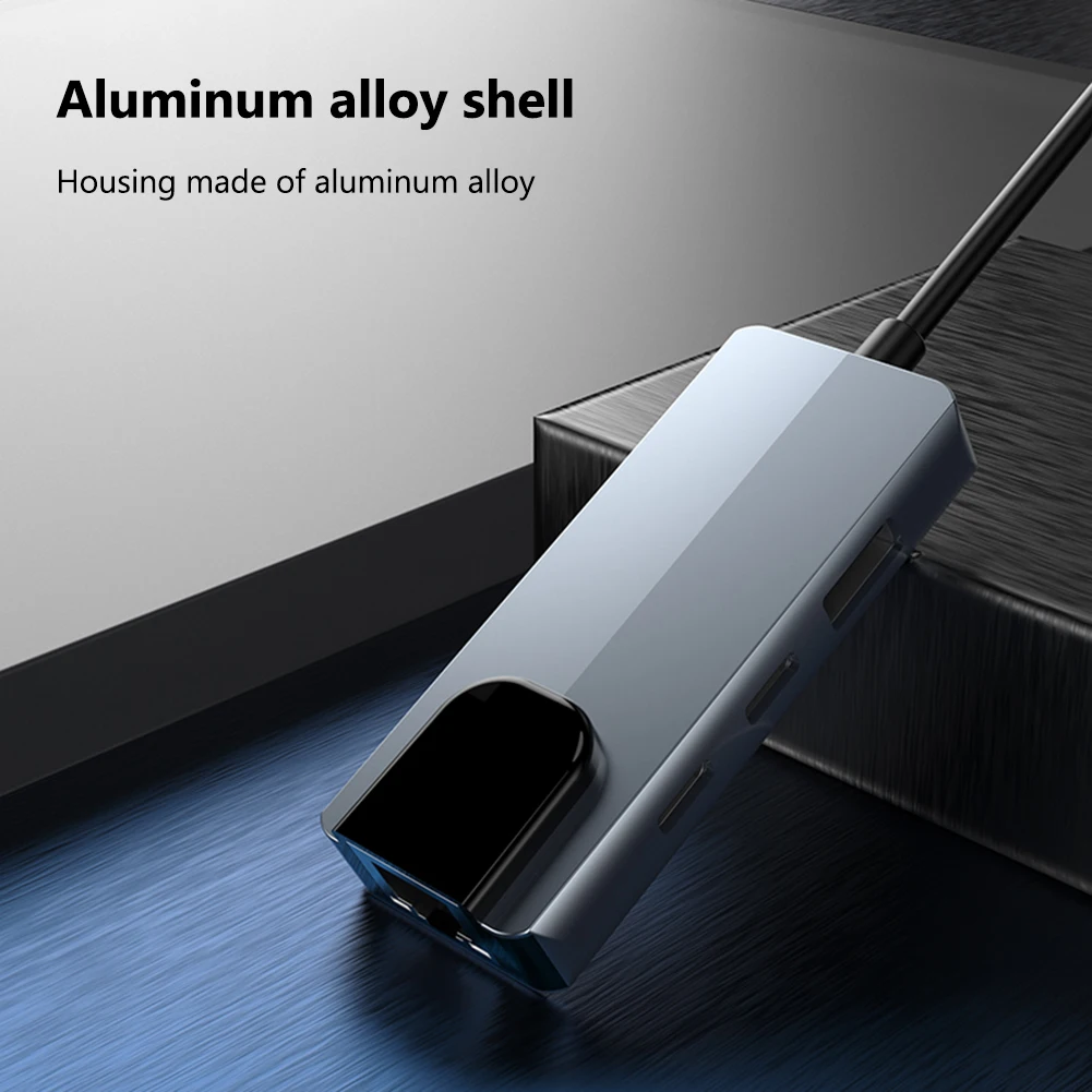 4 in 1 USB Type C To RJ45 Lan Network Card with 2* USB-C 1*USB-A 2.0 1*RJ45 100Mbps USB C To Ethernet Adapter for Laptop