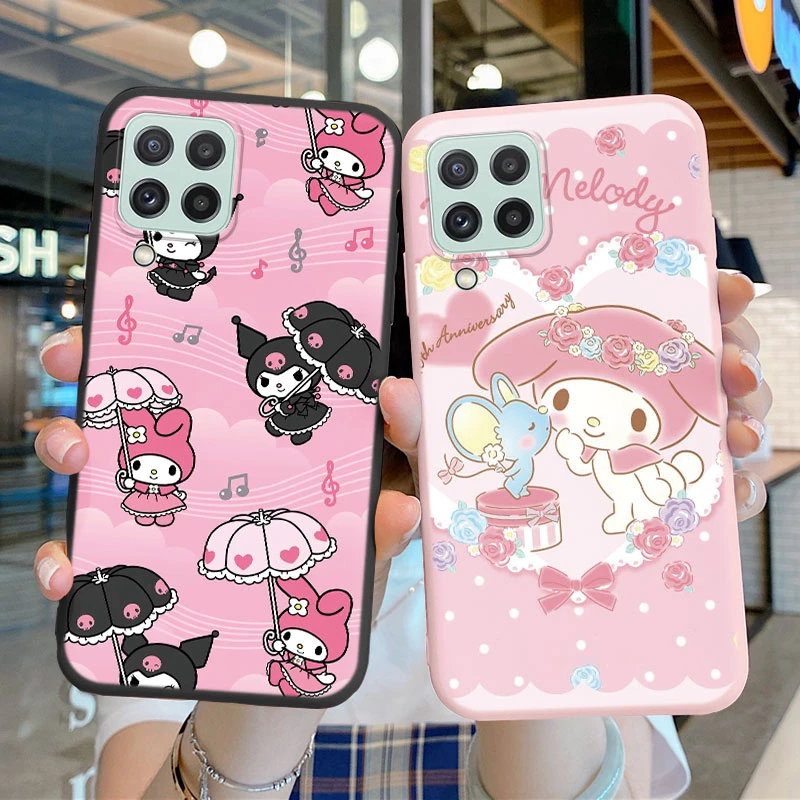 For Samsung Galaxy A22 4G A 22 A22S 5G Silicone Phone Case Cute Funny Sanrio Kuromi Melody Cartoon Coque Capa Soft Funda Bags