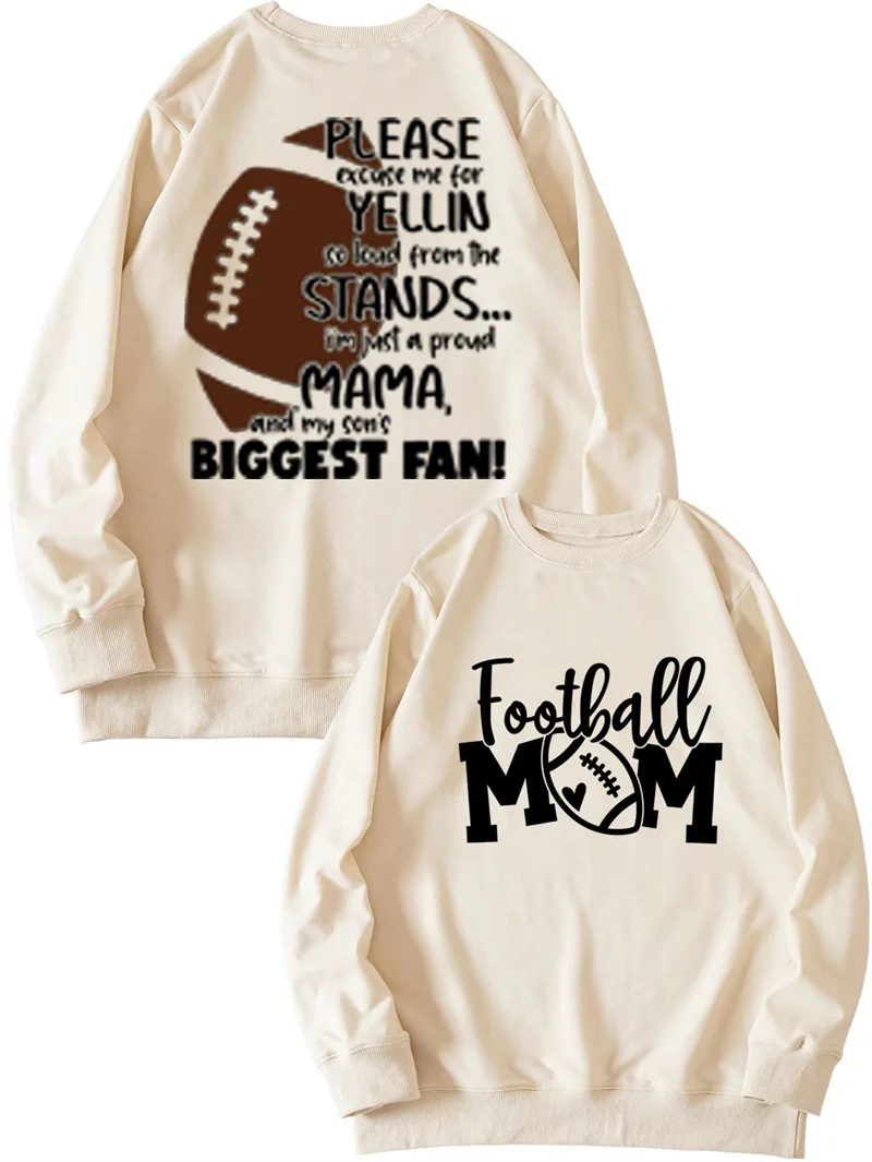 New autumn and winter cotton fashion women's Foot ball Mom excuse me for printed simple women's long-sleeved crewneck hoodie