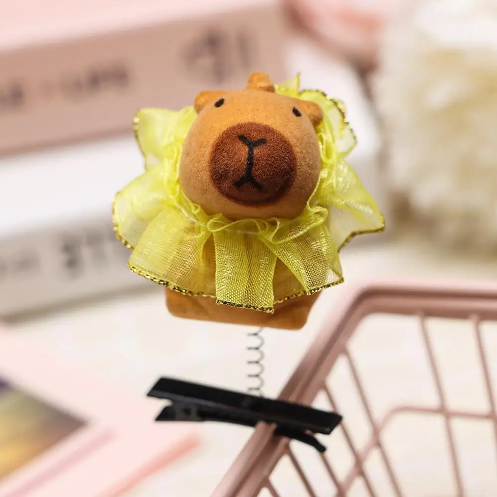 6pcs Cute Cartoon Capybara Spring Hair Clip 3D Plush Hairpin Kawaii Children Headwear Funny Hair Styling Tool Duckbill Clip