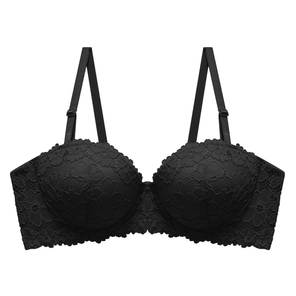 Thickened Underwear Women\'s Small Breasts Gather Together with Steel Rings Shaped Upper Support A Cup Flat Bra Double Bralette