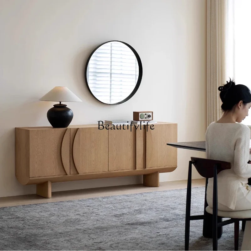 

04ld14Medieval log style dining side cabinet retro decoration living room against the wall storage locker