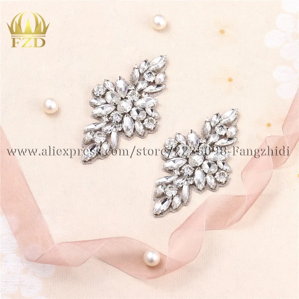 FZD 100 Pcs Small PCS Hot Fix Iron on beaded bridal belt Rhinestone Appliqued and Trimming  for Shoes Decoritive Patch Sticker