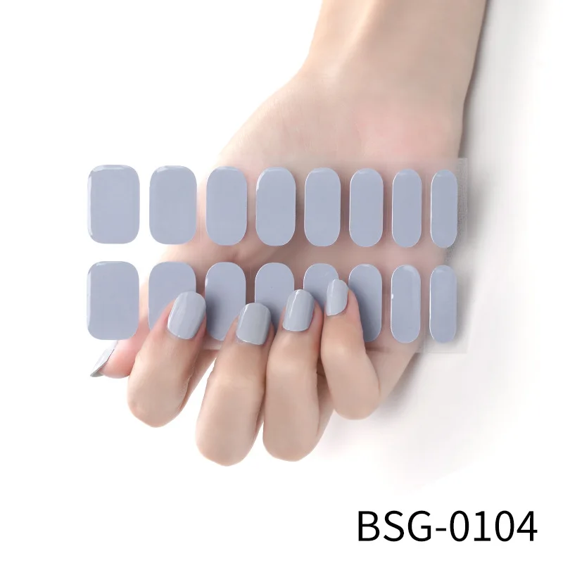 16 Tips Gel Manicure Solid Color Semi-cured Nail Stickers UV Lamp Need Full Cover Nail Decals  Nail Decoration