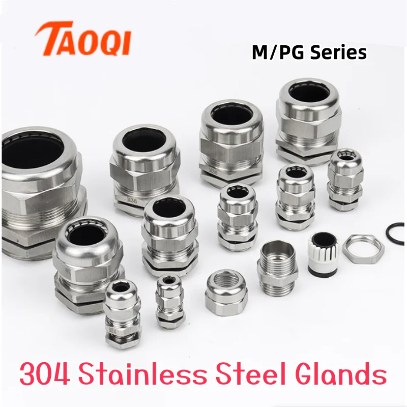 1Pcs Waterproof Cable Gland 304 Stainless Steel Glands IP68 PG7 PG9 M12 M16 Metal Joint PG13.5 M20*1.5 Cable Fixing Seal Joint