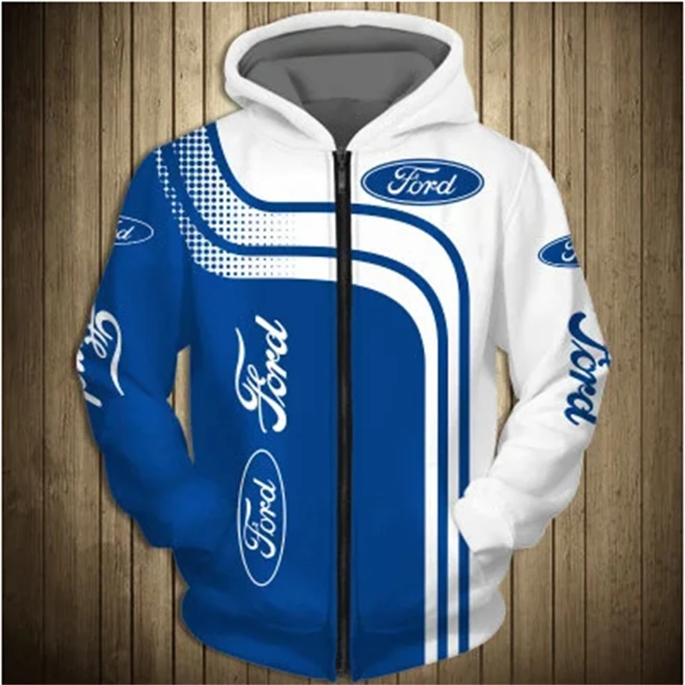 Sudadera con capucha para hombre y mujer, suéter con estampado 3d de logotipo de coche Ford, estilo Harajuku, chaqueta de carreras de Motor, novedad de 2024