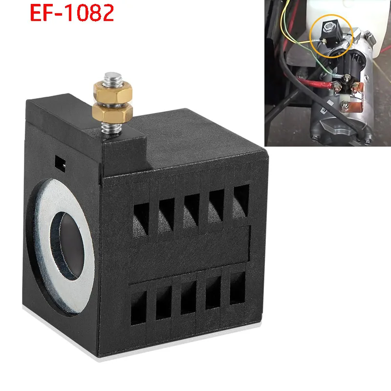 

EF-1082 12V DC соленоидная катушка 16W 8-32 Male Stud с латунными гайками для гидравлического блока подъема самосвала, замена 10196-61, 10154-07