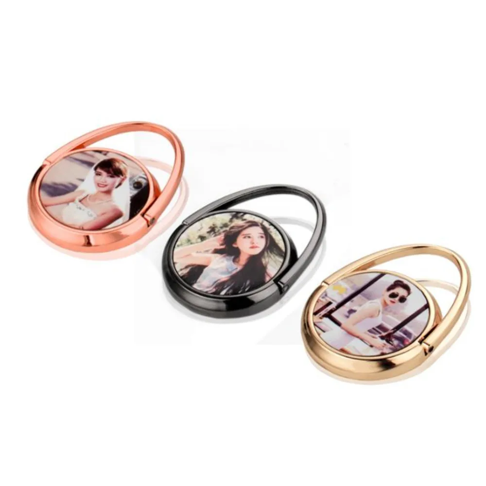 

DIY Sublimation Phone Holders Favor Zinc Alloy Round Smartphone Brackets Heat Transfer Coating Finger Stand