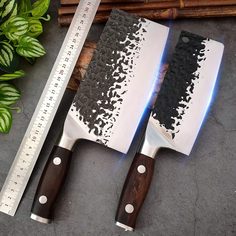 Professional Handmade Chinese Chef Kitchen Knife 5Cr15 Stainless Steel Butcher Bone Chopping Knife Chef Utility Cooking Cleaver