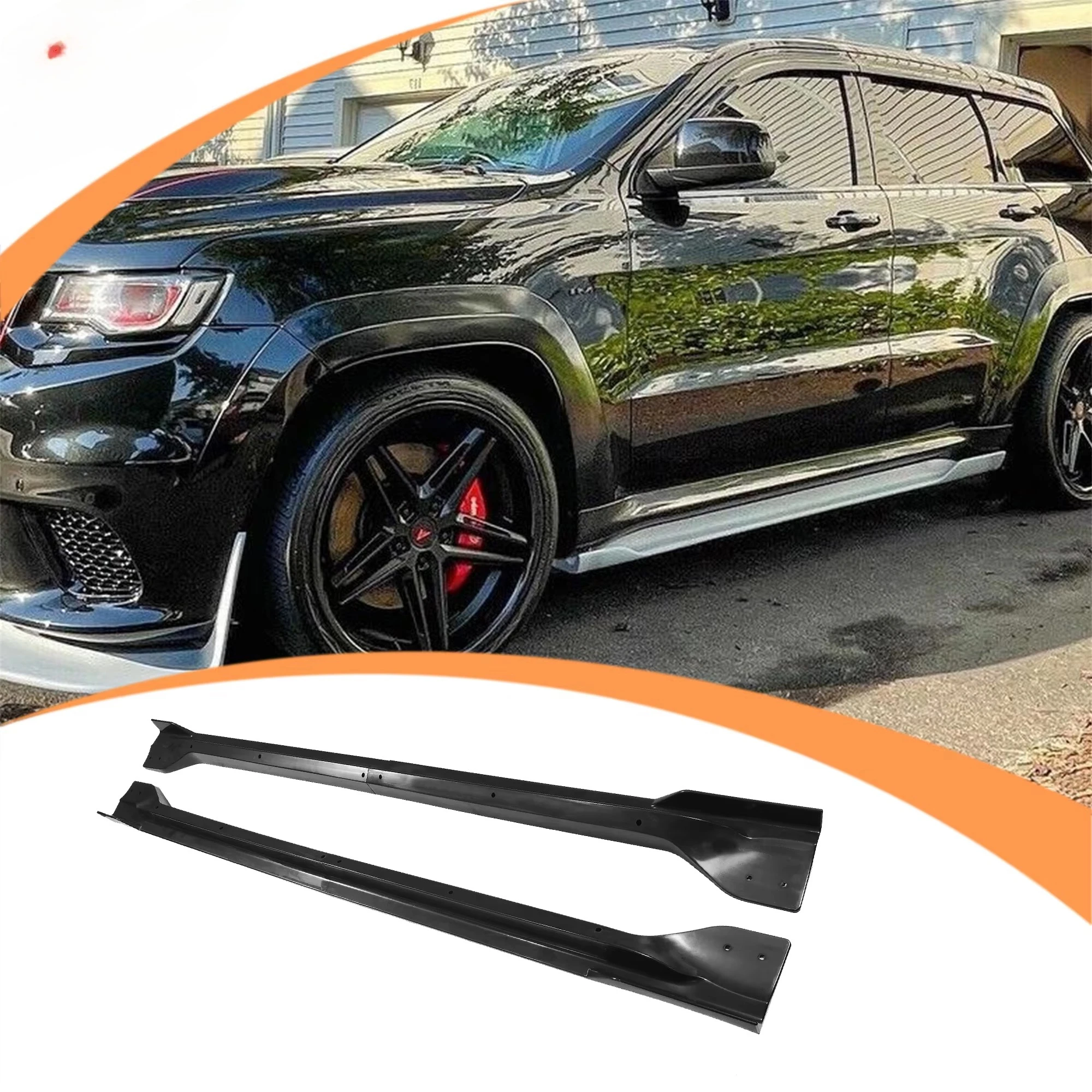 

Honghang Brand Black Carbon Look Car Side Skirts Lip for Jeep Grand Cherokee Side Skirt 2015-2021custom