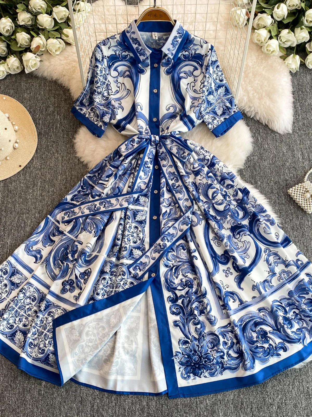 Abito lungo a trapezio sottile stampato Rero da donna elegante alla moda Party Club Y2k Boho