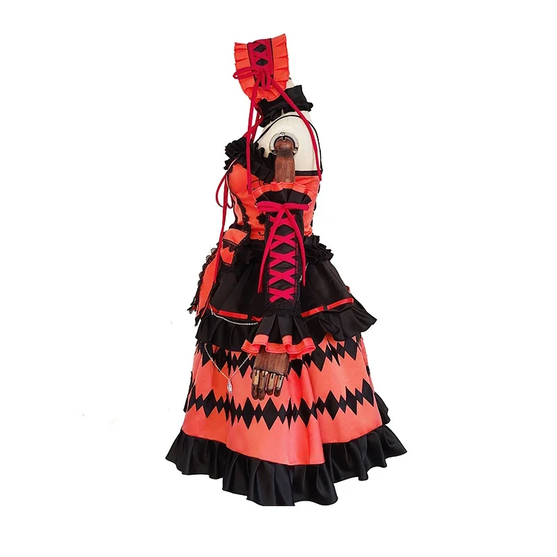 Anime Date to Live Tokisaki Kurumi Costume Cosplay Abito rosso arancione Fantasia Lolita Girl Princess Dress Halloween