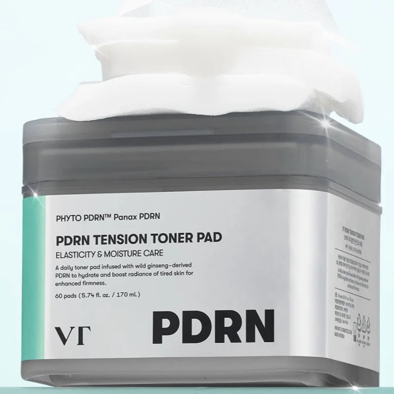 Original Korean VT New PDRN Cotton Pads 60 Pieces Moisturizing Strengthens Skin Barrier Compresses Radiant Moisturizing SkinCare