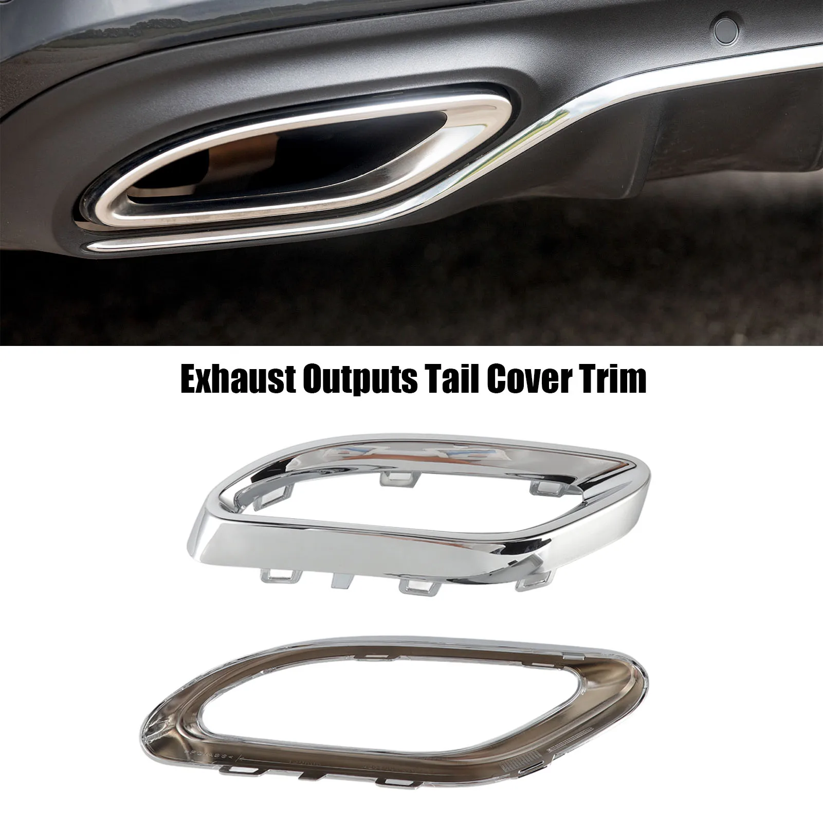 Gloss Chrome Exhaust Tip Cover Trims Replacement for Mercedes‑Benz A B C E GLC CLS‑Class W177 W247 W205 W213 X253 C257