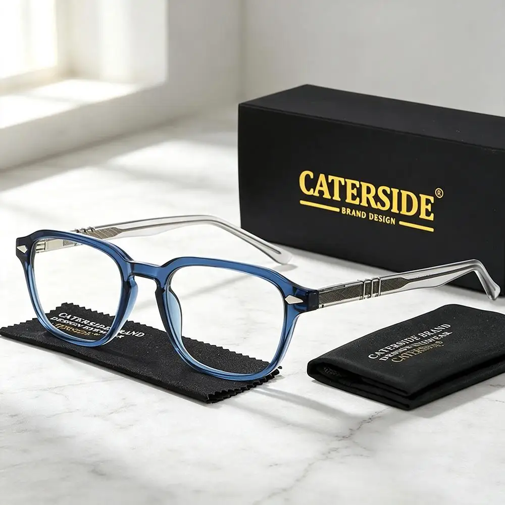 CATERSIDE Klassisches modisches Brillengestell für Herren, hochwertiges PC-Quadrat-Brillengestell, Damen-Outdoor-Business-Dekorationsbrille – Detail 1