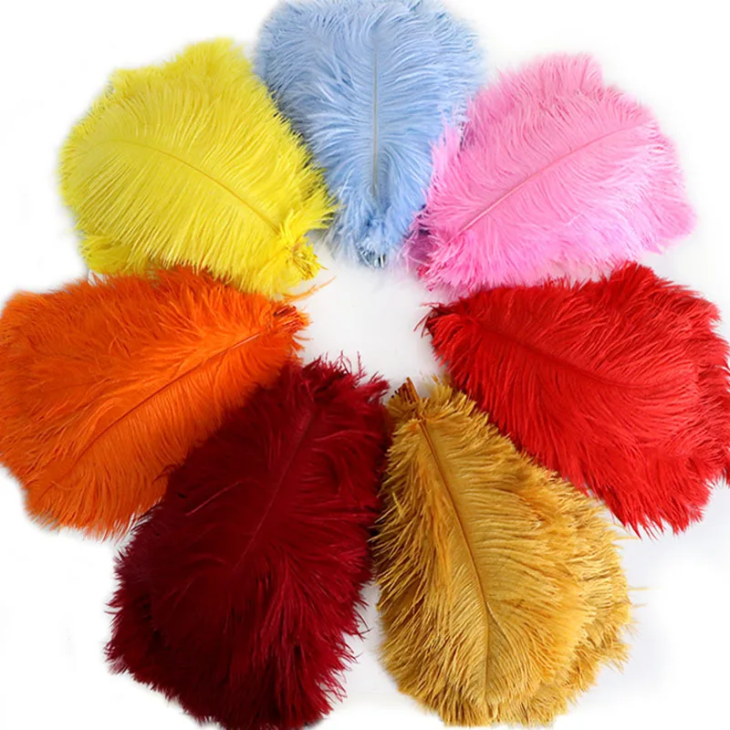 10Pcs 25-30cm Colorful Ostrich Feathers for Crafts Carnival Decoration Table Centerpieces Plume for Vases Handicraft Accessories