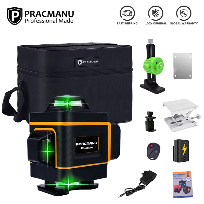 Pracmanu 16 Linee Livello Laser 4D Linea Verde Croce Orizzontale e Verticale 360 °   Livello laser autolivellante