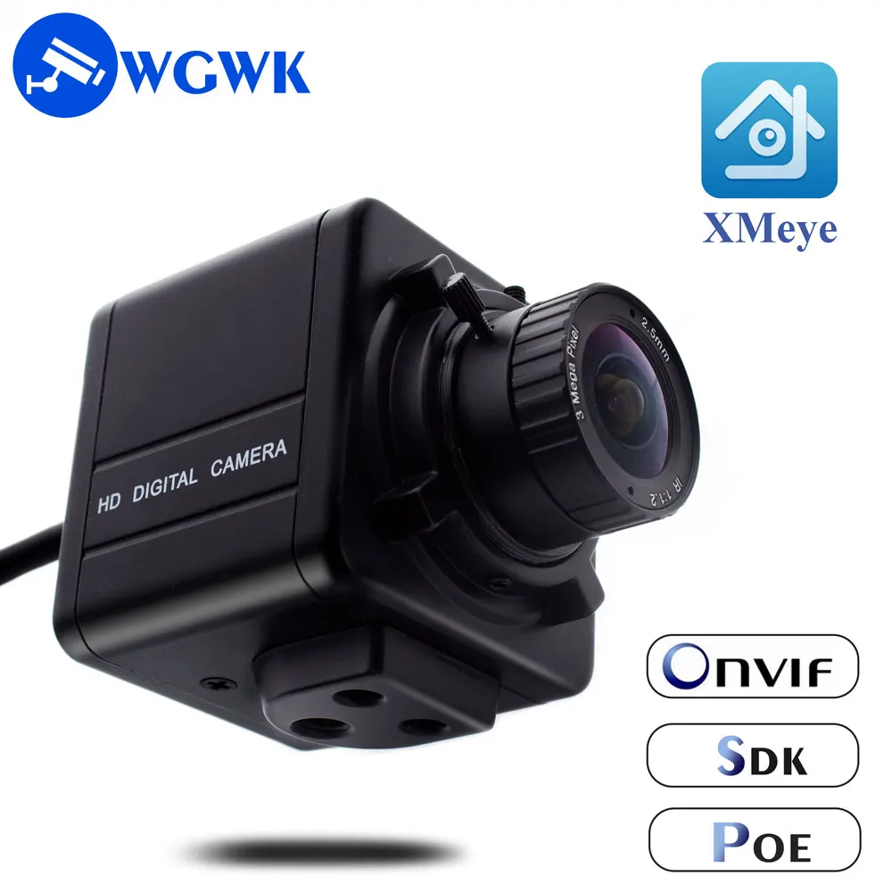 

WGWK 3/4/5/8MP Industrial Mini POE IP Camera with 2.5mm Wide Angle CS Lens Security Surveillance CCTV Video ONVIF H.265+ Camera