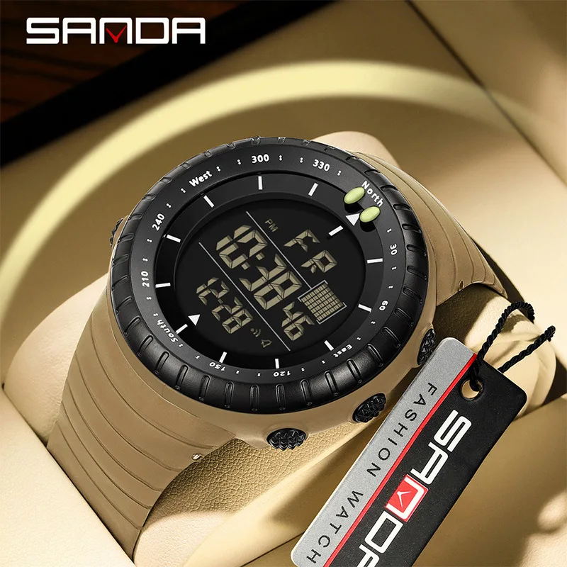 SANDA6256 уличные многофункциональные мужские электронные часы, водонепроницаемый секундомер с ночником, будильник с таймером, студенческие часы