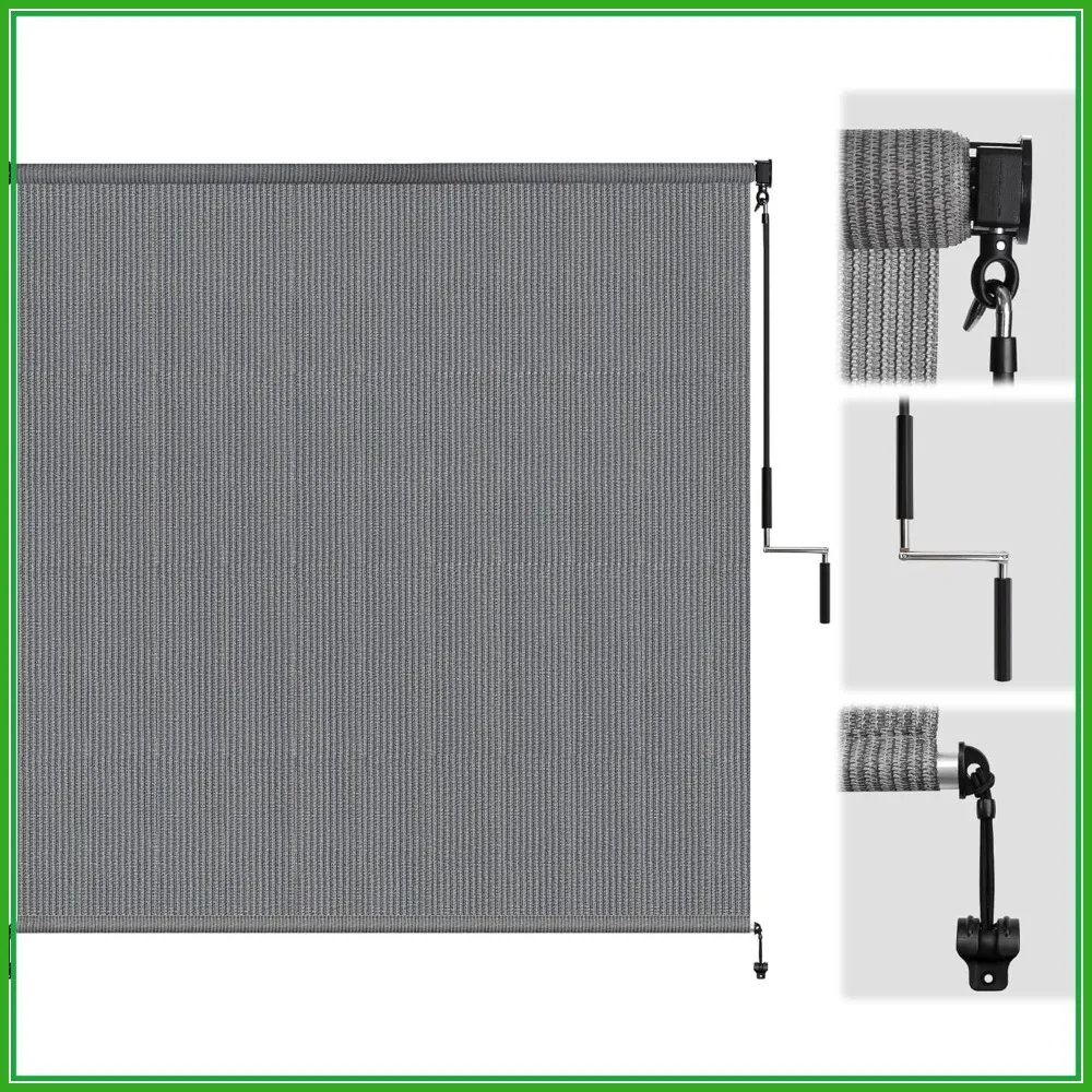 Roll Up Outdoor Shades for Patio, Gazebo, Pergola - Cordless UV Blocking Blinds, 6ft W x 6ft H