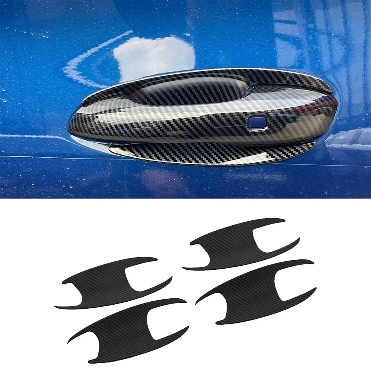 Car Outside Exterior Door Handle Cover Bowl Trim Protective Carbon Fiber Look for BYD TANG