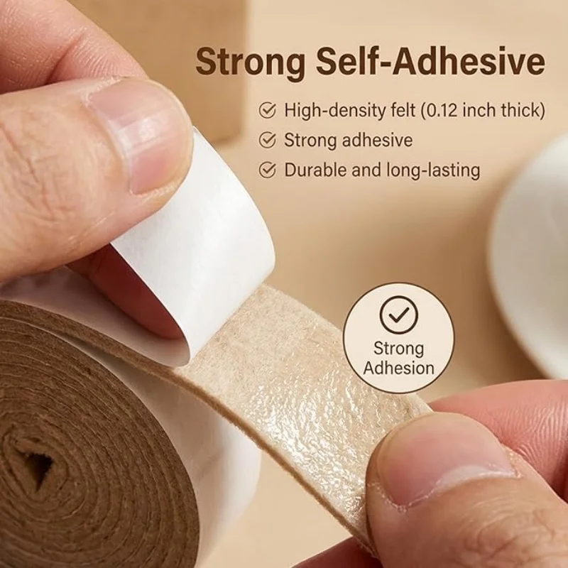 Thickened Felt Chair Leg Pads Tape Self-Adhesive Anti-slip Furniture Sliding Strip Mat Floor Protector Wear-resisting Stickers view 2
