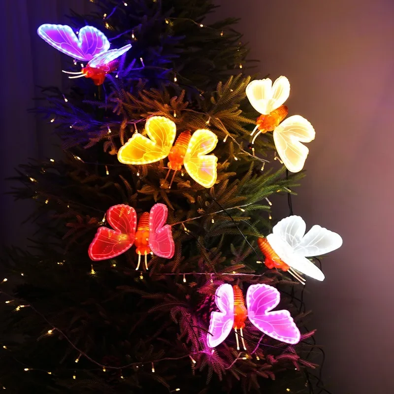 Butterfly decorative lights, dynamic luminous landscape lighting, insect hanging tree lights, Christmas tree ornaments