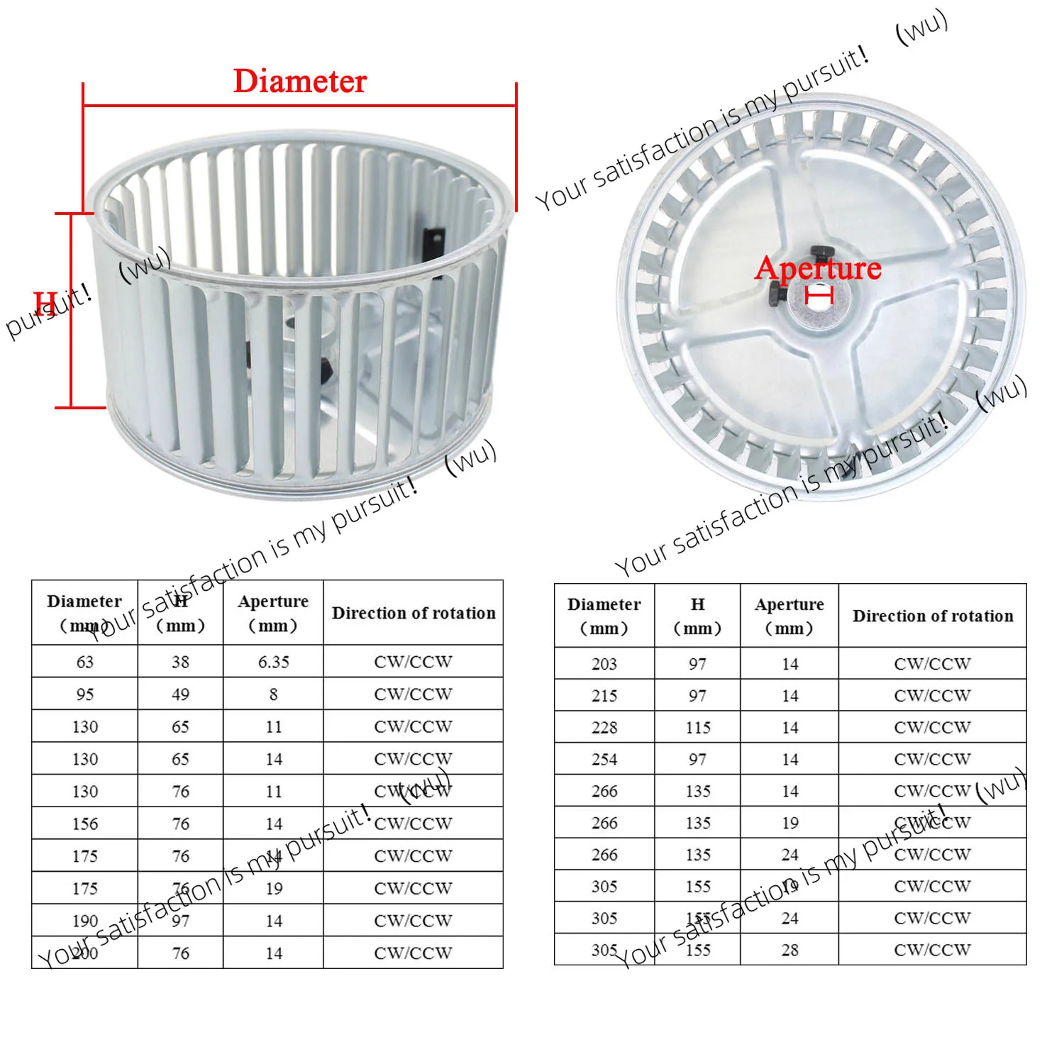 Fan Impeller shaft aluminum blower fan small blade wheel Multivane impeller Centrifugal Vane Motor Blades CW/CCW