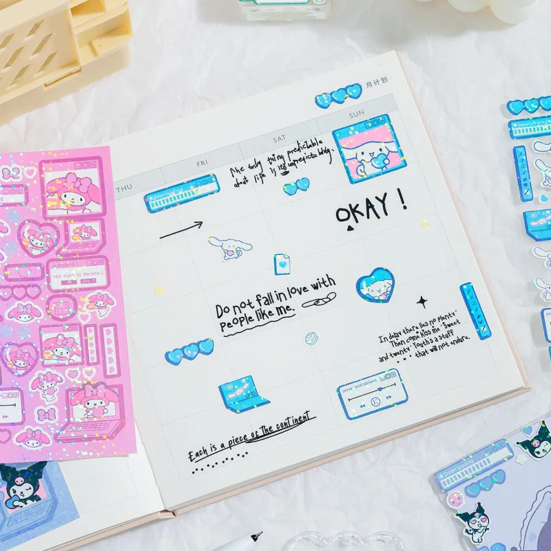 Imagem -03 - Adesivo Decorativo Sanrio para Scrapbooking Melodia Cinnamoroll Pochacco Diário Faça Você Mesmo Álbum Etiqueta Vara Bonito 120 Pcs Muito