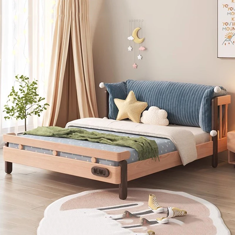 Children Sleeping Bed Girl Solid Wood Comferter Small Boy Bed Natural Blue Camas Moderrnas Inteligentes Bedroom Furniture