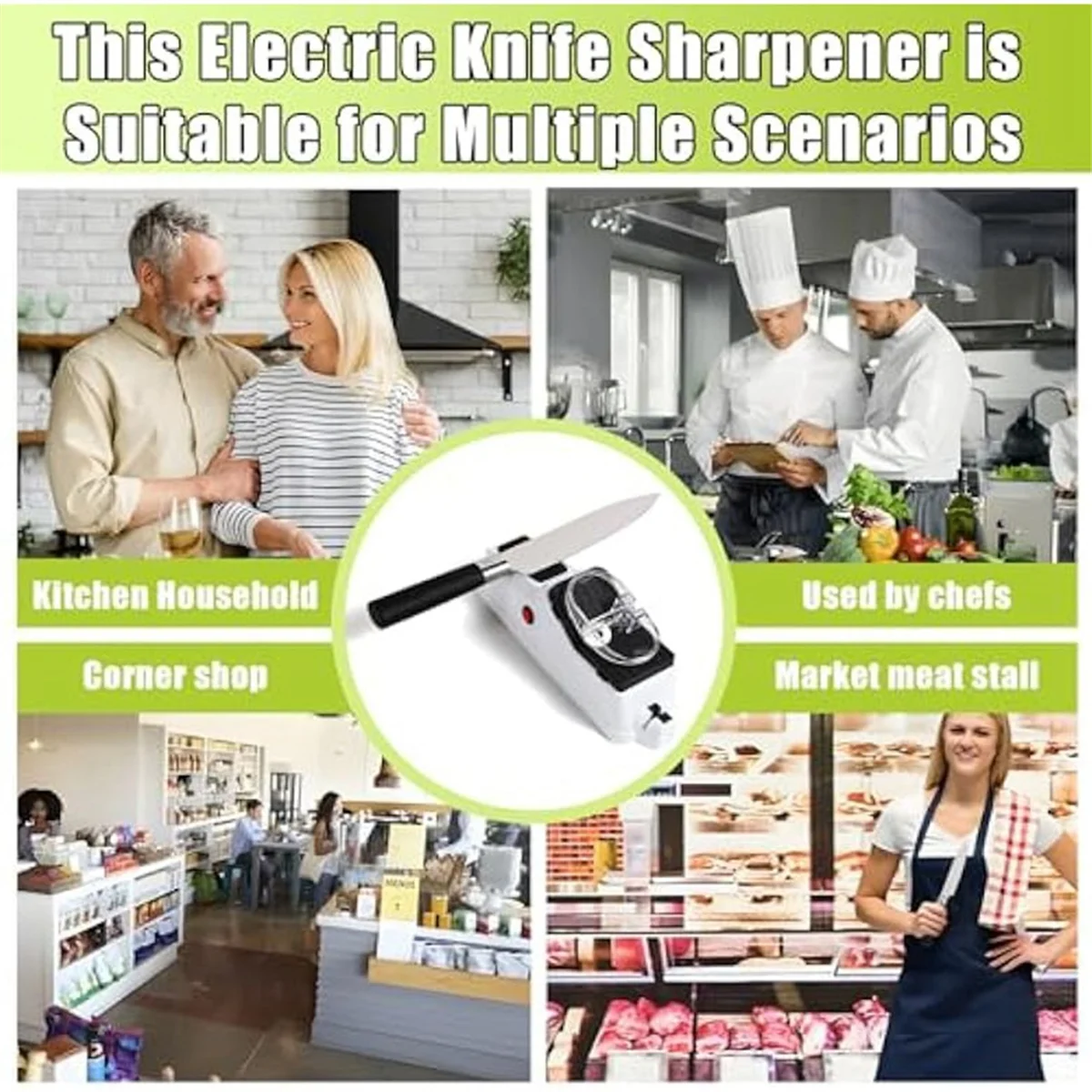 Electric Knife Sharpener,Knife Sharpener Tool,USB Sided Knife Sharpener for Quick Sharpening&Polishing with 5 Grindstone