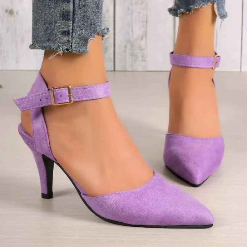 Escarpins en daim à talons aiguilles pour femmes, chaussures de bureau sexy, nouvelles sandales structurées, tendances de la mode, 2024