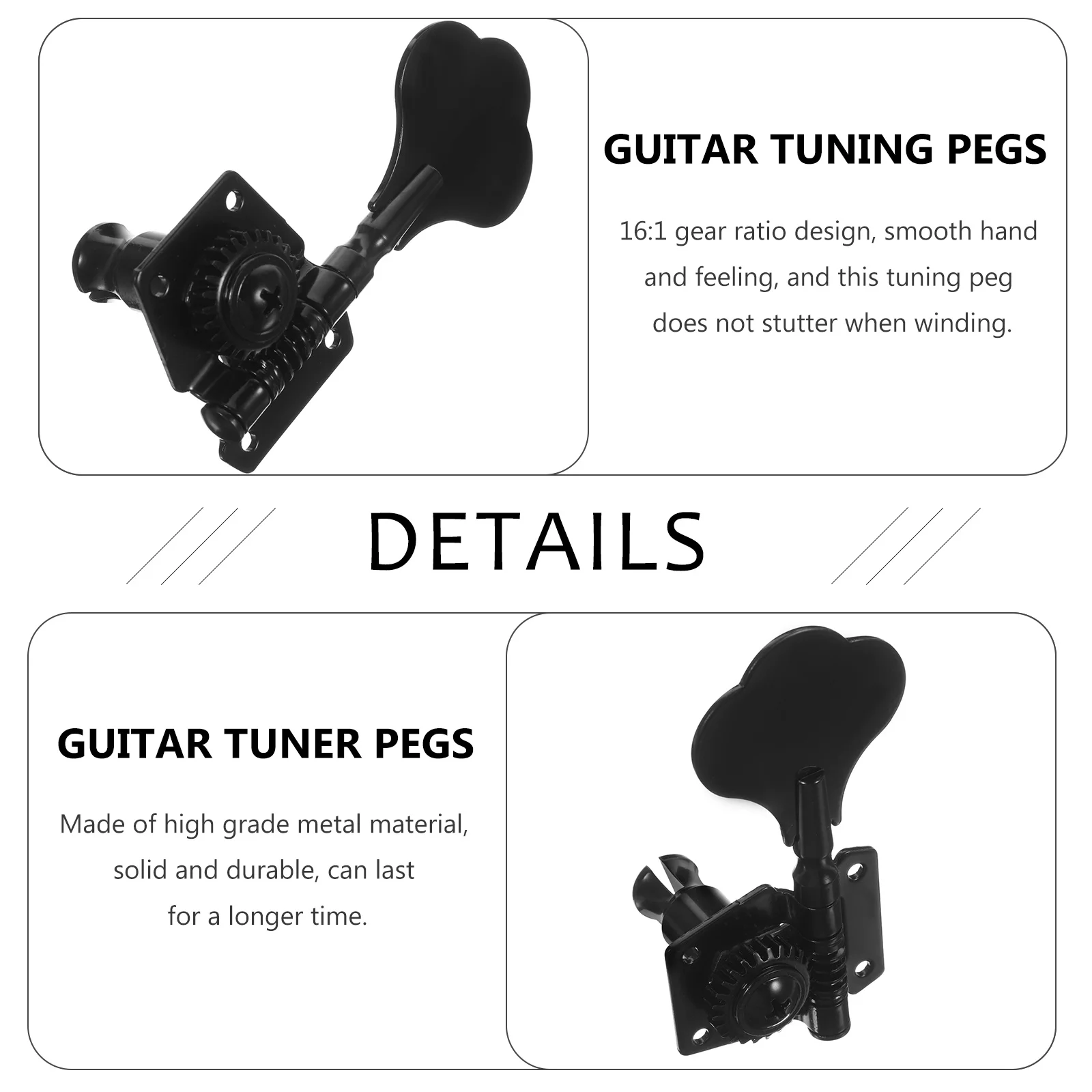 

Bass Strings Tuning Keys For Electric Guitar 16:1 Gear Ratio Left Hand String Tuner Peg High Grade Metal Replacement Parts