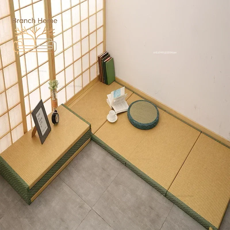 Japanese Tatami Mattress Folding Rectangle Straw Mat for Yoga And Sleeping Portable 3cm Thick Comfortable Sleeping Mat