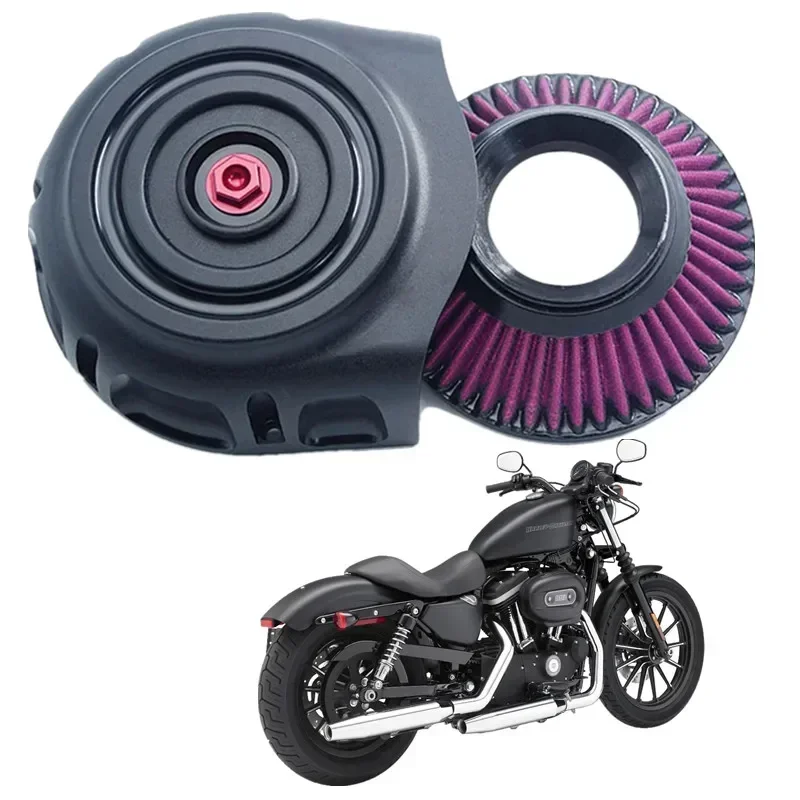 For Harley Sportster XL 883 XL 1200 2007-up Fitment-A Air Filter Intake Motorcycle Acsessories Vintage Cleaner Cnc Cut Kit Black