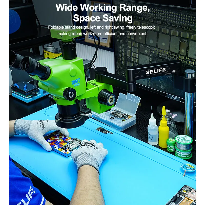 RELIFE MS1 360° Rotating Folding Stand Swing Arm Wall-mountable Upright Compatible for Various Models of Microscopes Repair tool